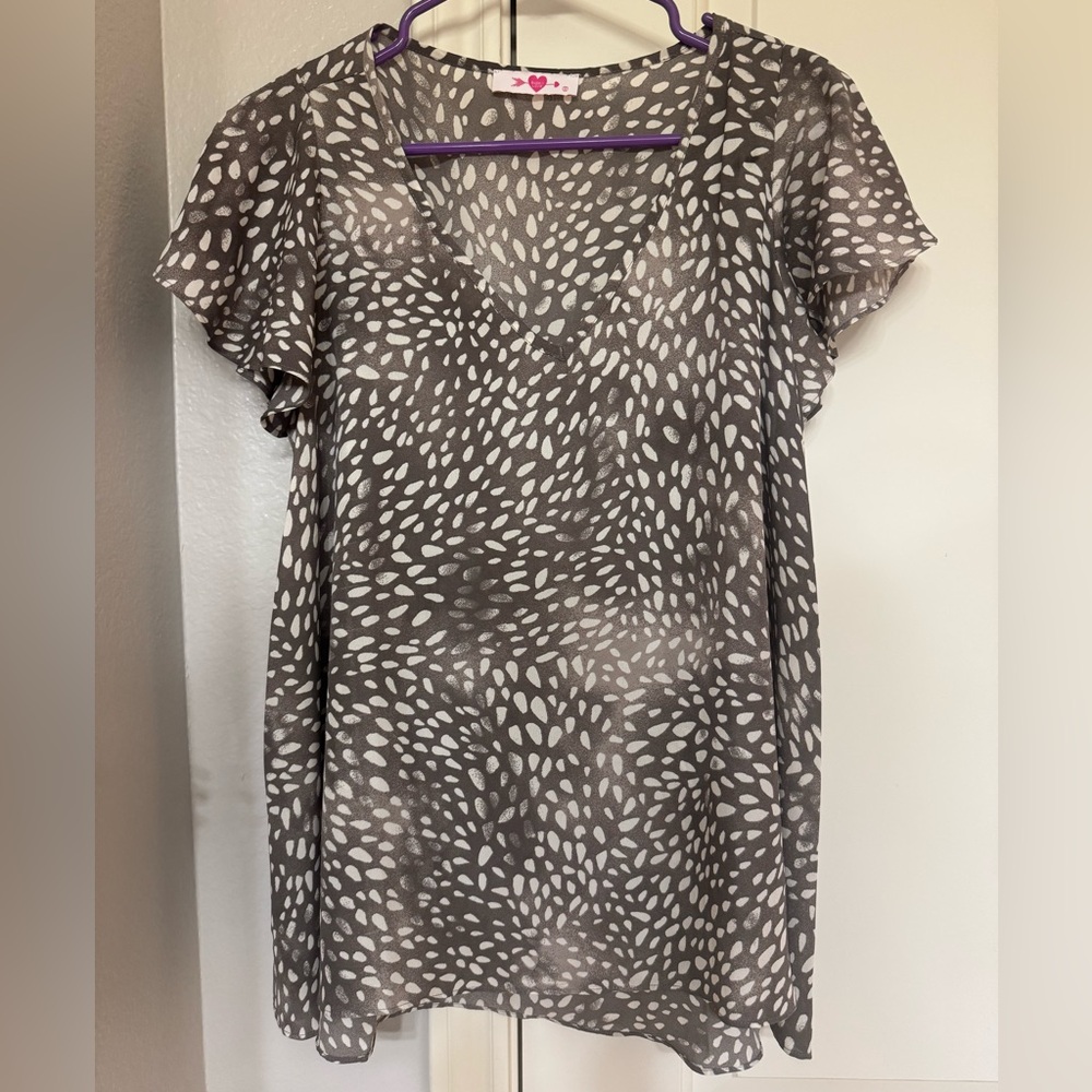 Buddy Love Charcoal and Cream Speckled Blouse